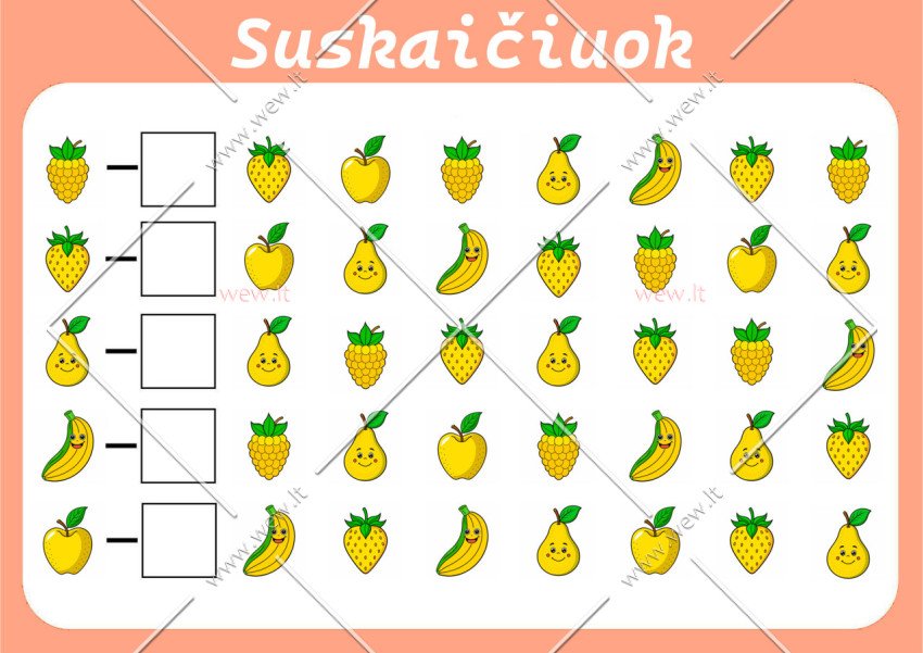 Matematikos užduotis - suskaičiuok vaisius