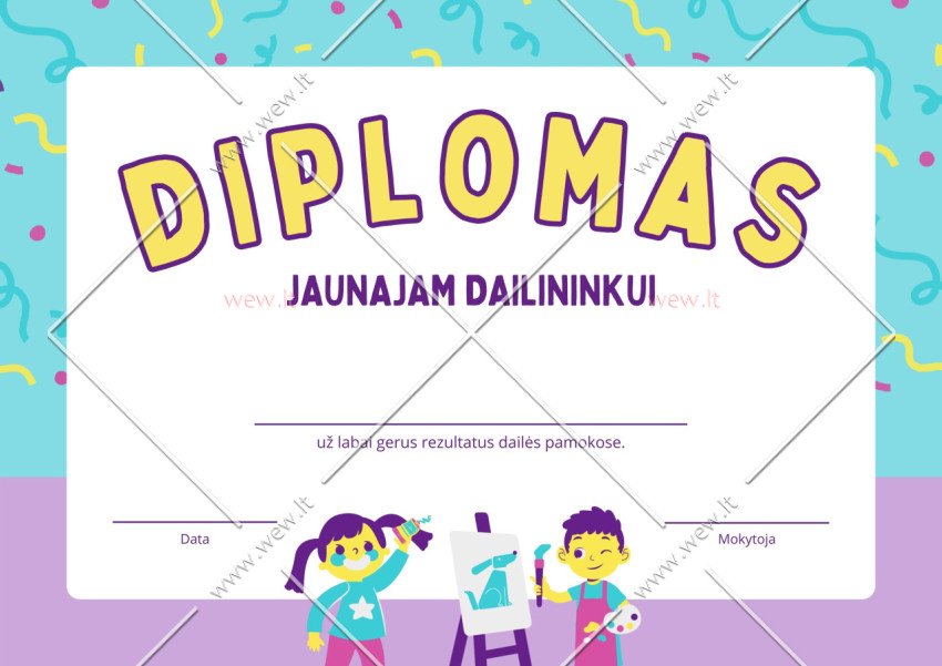 Diplomas už pasiekimus dailės pamokose
