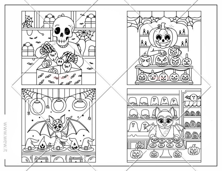 Helovino personažai spalvinti