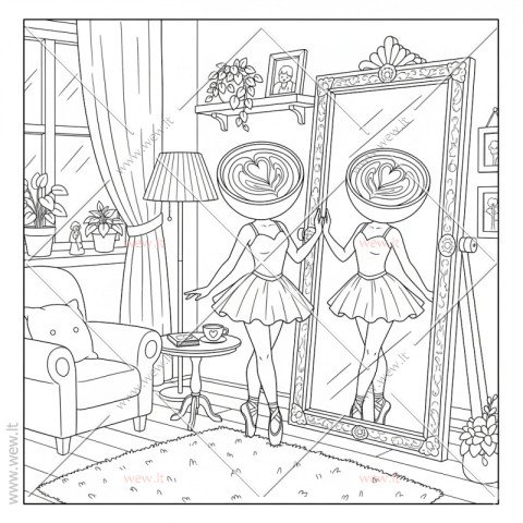 Ballerina Cappuccina prie veidrodžio