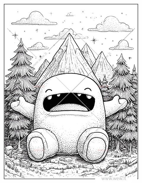 Mielas kawaii monstras spalvinti