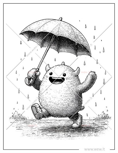 Kawaii monstras po lietumi