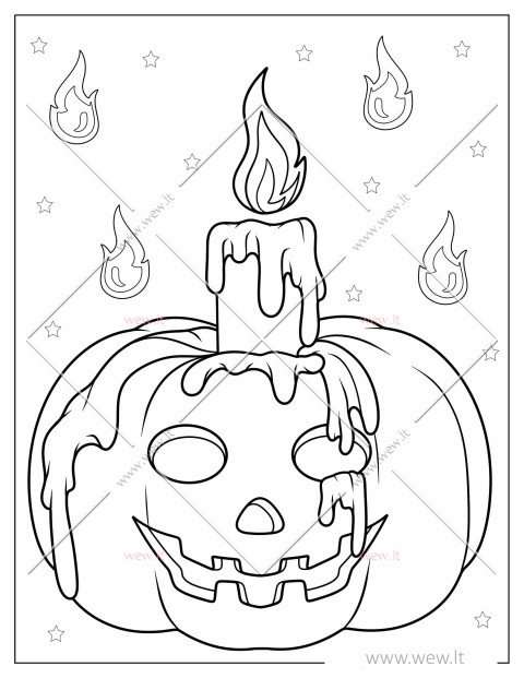 Moliūgas ir deganti žvakė