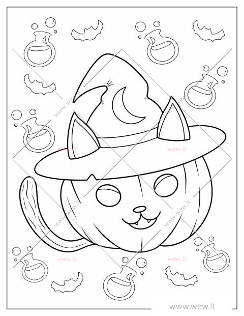 Burtai moliūgo kepurėje spalvinimui