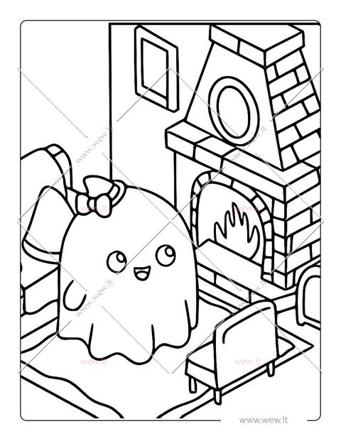 Vaiduoklis šildosi prie židinio