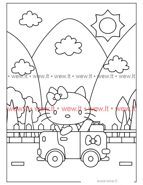 Hello Kitty ir jos automobilis