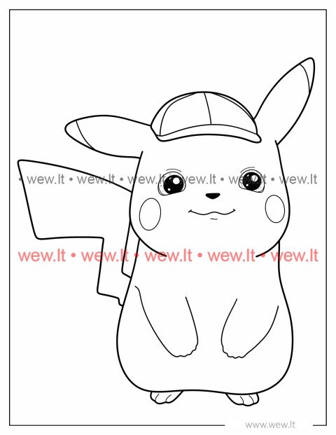 Pikachu detektyvas spalvinti