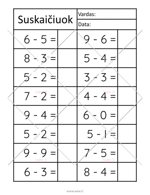 Matematikos U duotys Atimtis Wew lt Paveiksliukai Spalvinimui Matematikos U duotys Atimtis Wew lt Paveiksliukai Spalvinimui