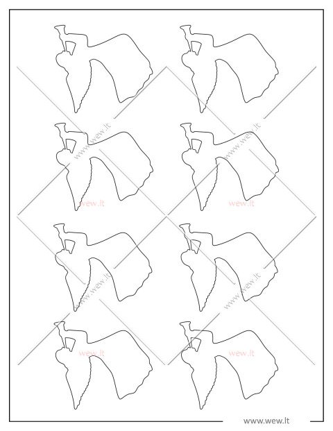 8 Angelai su trimitu iškirpti