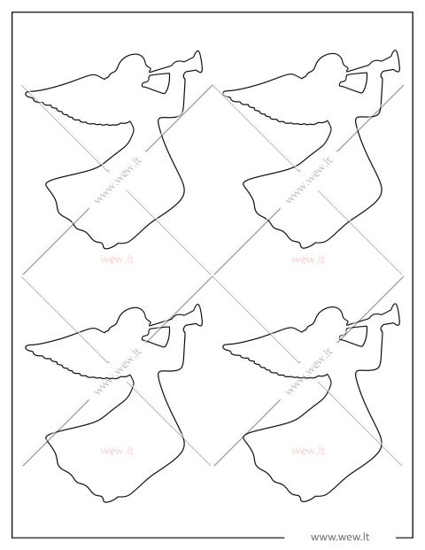 4 Angelai su trimitu iškirpti