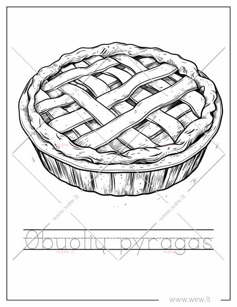 Obuolių pyragas spalvinimui