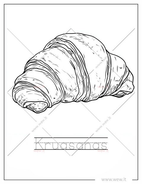 Prancūziškas kruasanas spalvinti