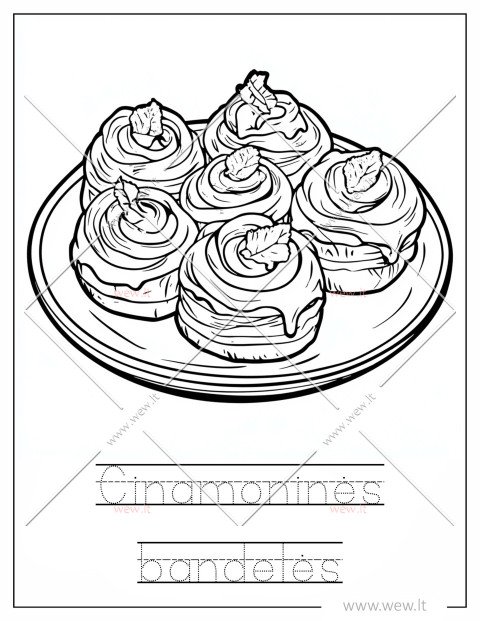 Cinamoninės bandelės spalvinimui