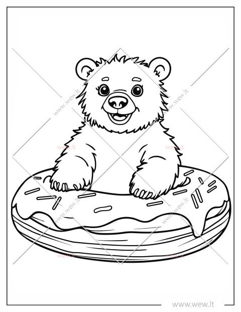 Meškiukas spurgoje spalvinti