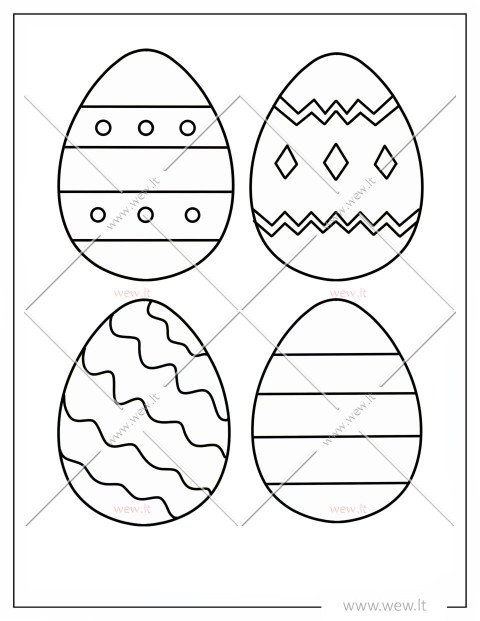 4 Margučiai Velykoms - šablonas iškirpti
