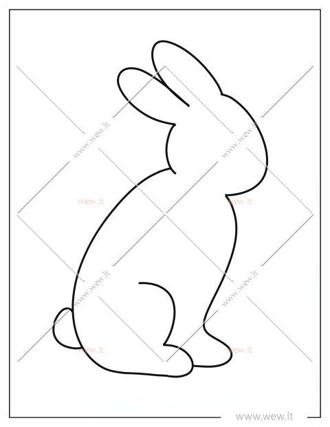 Kiškio šablonas Velykoms iškirpti