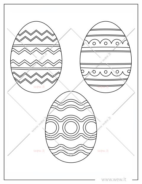 Trys margučiai su raštais spalvinti