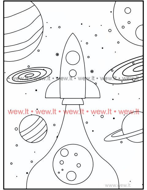 Galaktikos, planetos ir raketa spalvinti