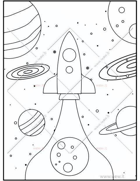 Galaktikos, planetos ir raketa spalvinti