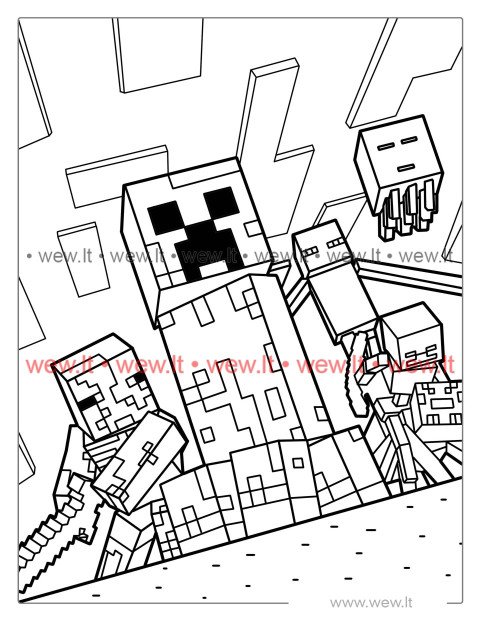Minecraft monstrai spalvinti