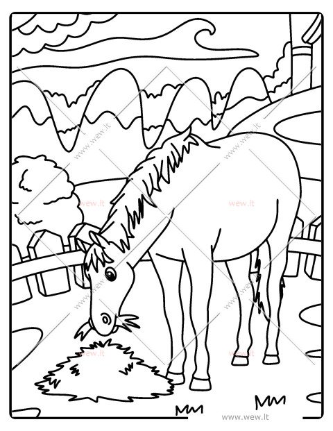 Valgantis arklys fermoje spalvinti