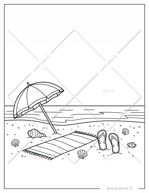 Saulėtas paplūdimys spalvinti