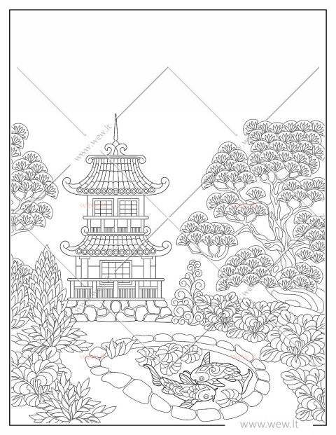 Japoniškas sodas spalvinti