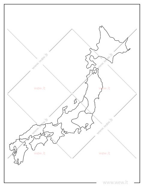 Japonijos žemėlapis spalvinti