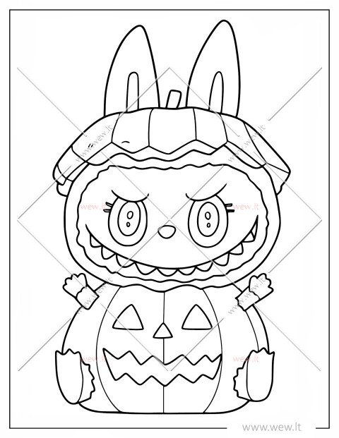 Labubu moliūgas spalvinti - Helovino šventė