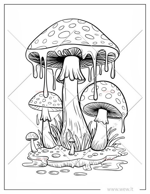 Miško gėrybės grybai spalvinti