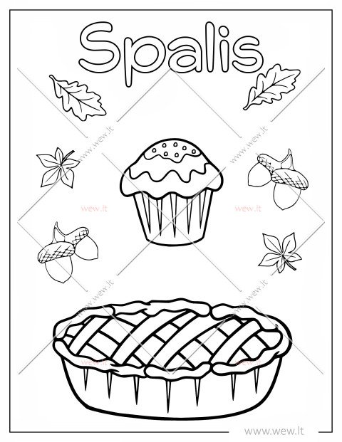 Spalio pyrago ir keksiukų spalvinimo puslapis