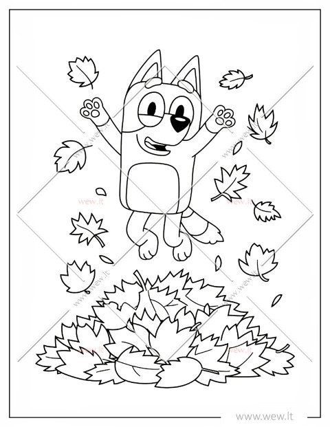 Bluji šokinėja rudens lapuose