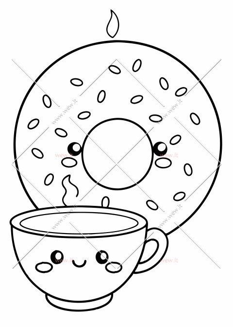 Kawaii spurga su arbatos puodeliu