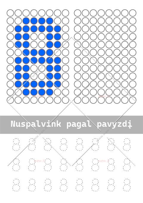 Spalvinimo ir rašymo užduotys - aštuoni