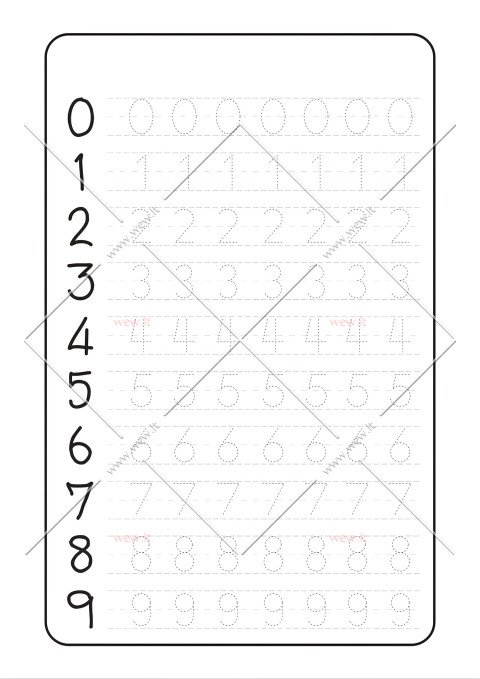 Skaičių rašymas nuo 1 iki 9