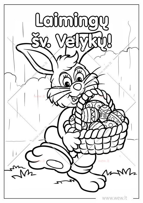 Velykų kiškis su margučiais