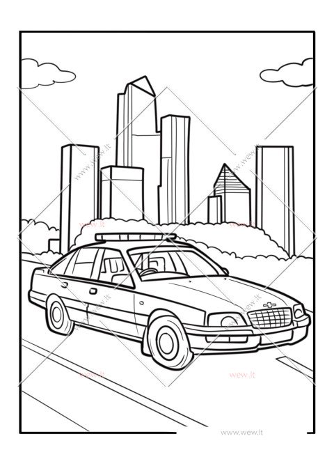 Vintažinis policijos automobilis „Chevy Caprice“ mieste spalvinti