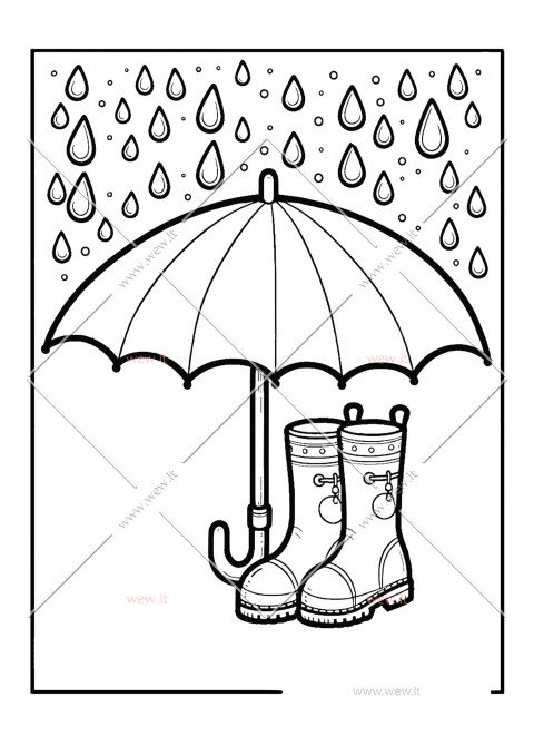 Pasiruošę lietui - skėtis ir guminiai batai