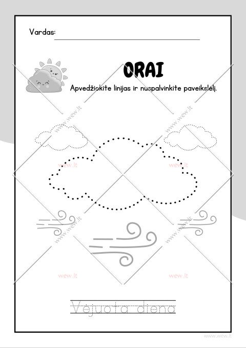 Orai - Užduotėlės vaikams | Vėjuota diena