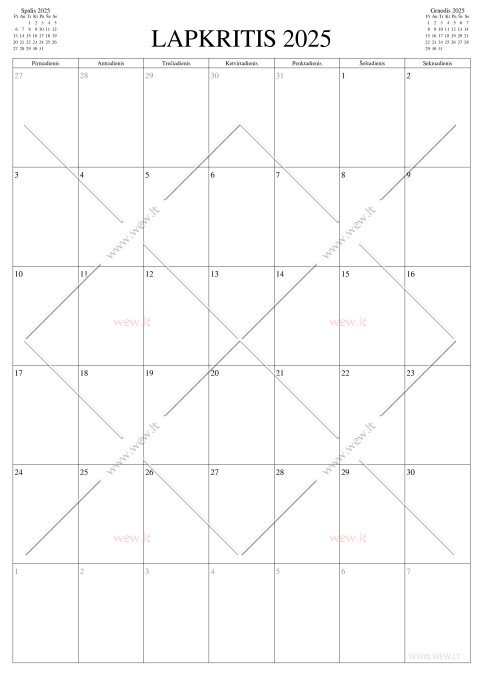 Vertikalus kalendorius - 2025 lapkritis