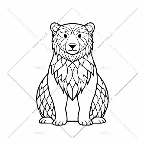 Sėdinti meška su raštais