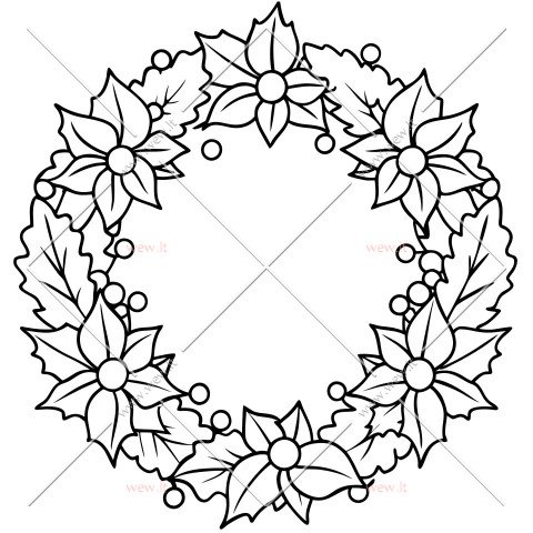 Kalėdinis vainikas su puošniomis gėlėmis